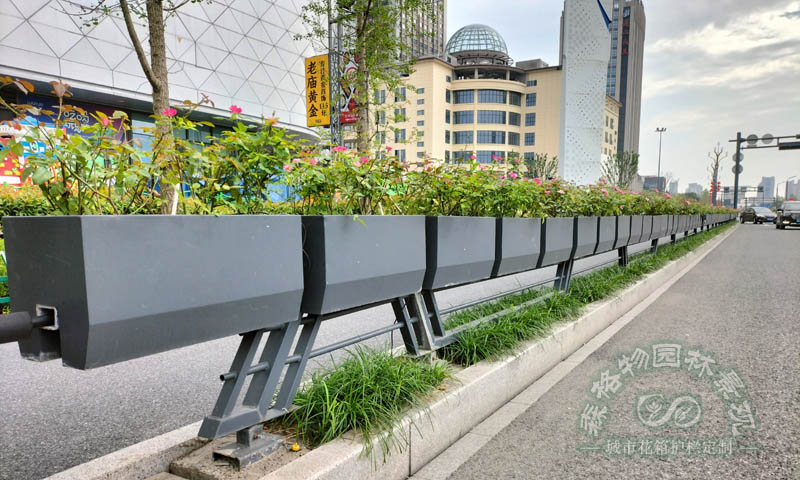 荆门道路自动喷淋装置马鞍花箱案例