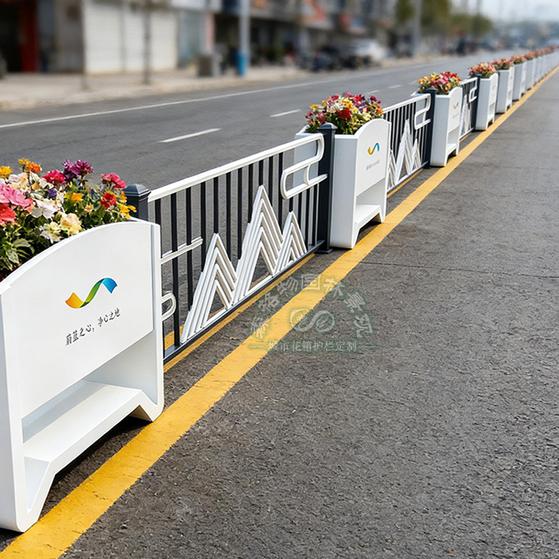 新中式山水意境市政道路花箱护栏