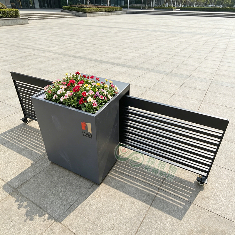 双向可移动伸缩花箱护栏